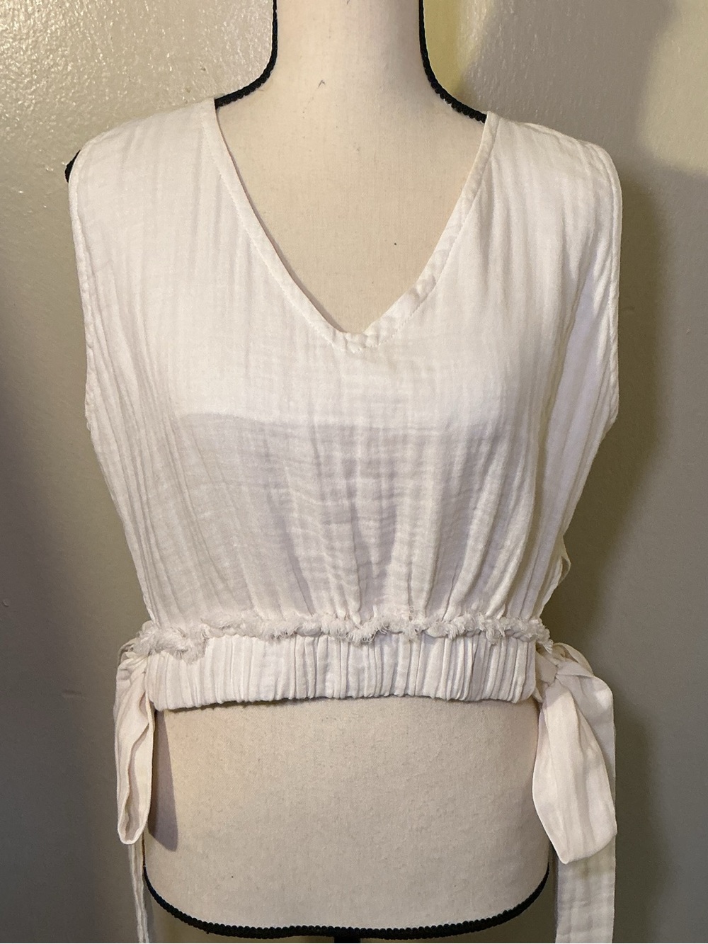 Ayzit Ivory Cotton Gauze Crop Top Open Back size S/M